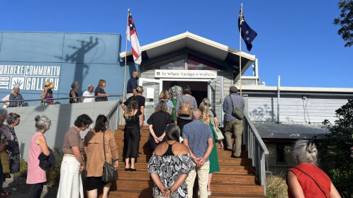 Powhiri reverse entry to Gallery 2