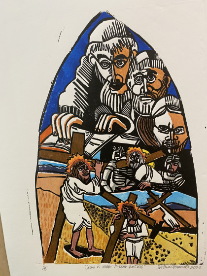 5 Jesus is made to bear his cross