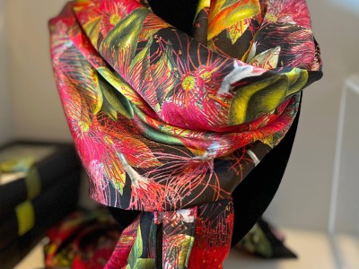 Silk Scarf Pohutukawa Sue Wickison 1