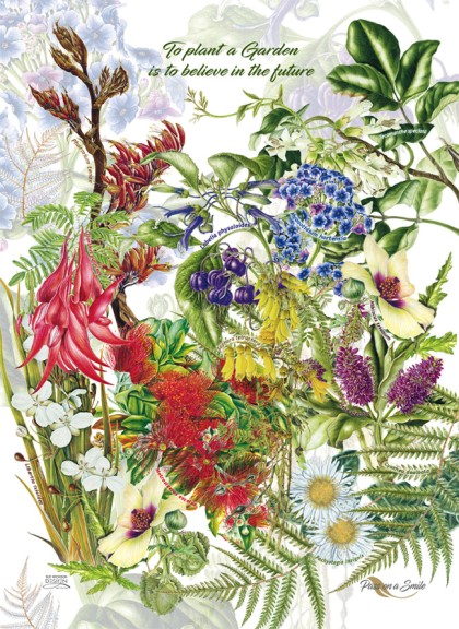 Tea Towel NZ Garden Sue Wickison