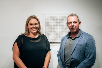 Jennifer Tweed from Perpetual Guardian and Hamish Coney Selector with Volker Hawighorsts Prize Winning work